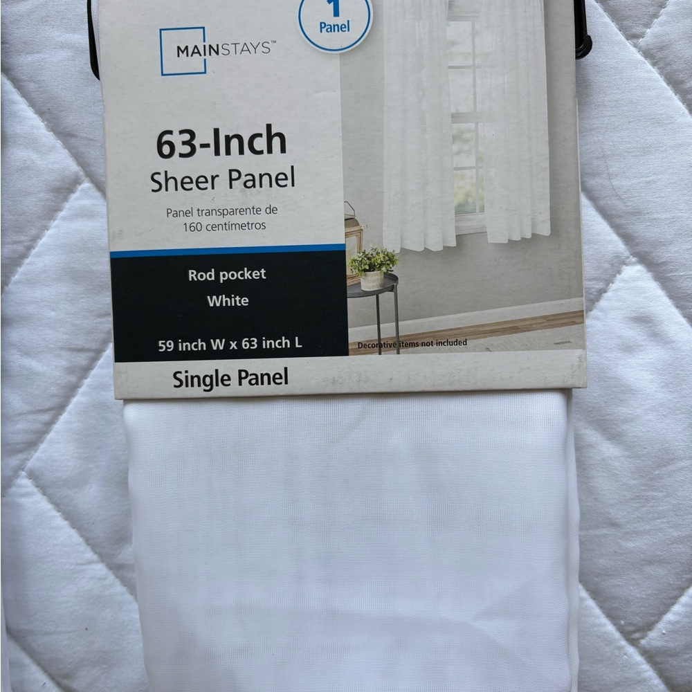 Mainstays 63-Inch Sheer Panel in White